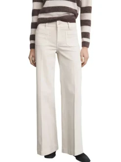 Jean en coton écru uni avec une coupe bootcut et 4 poches plaquées