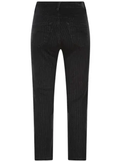 Jean en coton gris anthracite à rayures pailletées et à coupe droite