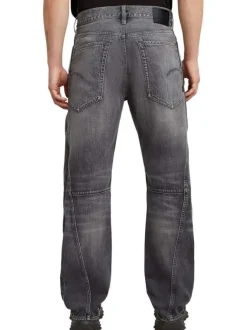 Jean en coton gris avec une coupe droite et des passants à la taille