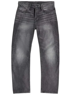 Jean en coton gris avec une coupe droite et des passants à la taille