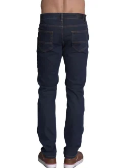 Jean en coton indigo avec des passants pour ceinture et une coupe droite