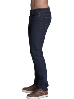 Jean en coton indigo avec des passants pour ceinture et une coupe droite