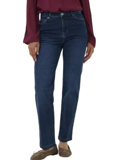Jean en coton indigo avec une coupe droite et une taille intermédiaire