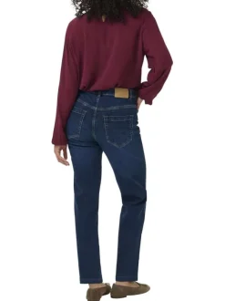 Jean en coton indigo avec une coupe droite et une taille intermédiaire