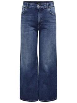Jean en coton indigo coupe bootcut pourvu de passants pour la ceinture