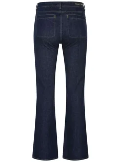Jean en coton indigo uni avec une coupe droite et des passants pour ceinture