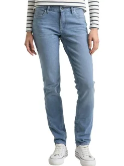 Jean en coton indigo uni avec une coupe slim et une taille intermédiaire