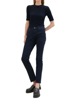 Jean en coton indigo uni avec une coupe slim et un style 5 poches