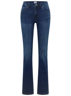 Jean en coton indigo uni avec une coupe slim à zip et à bouton