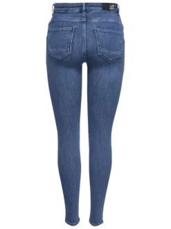 Jean en coton mélangé bleu avec une coupe skinny et des passants