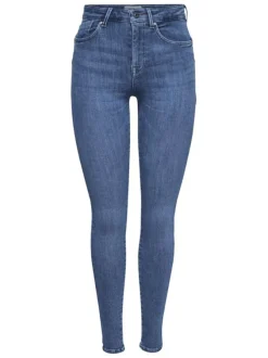 Jean en coton mélangé bleu avec une coupe skinny et des passants