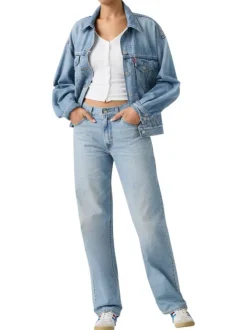 Jean 94 en coton mélangé bleu à coupe droite pourvu de multiples poches
