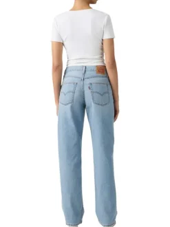 Jean 94 en coton mélangé bleu à coupe droite pourvu de multiples poches