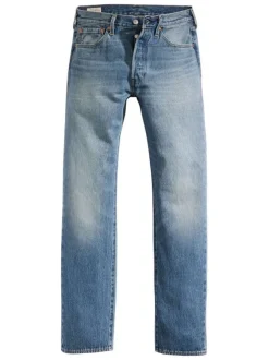 Jean 501 en coton mélangé bleu délavé avec coupe regular fit et 5 poches