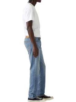 Jean 502 en coton mélangé bleu uni avec une coupe regular fit