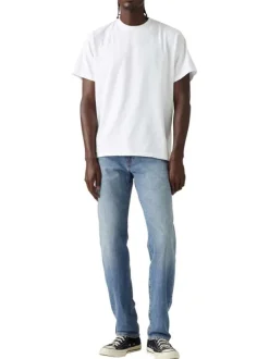 Jean 502 en coton mélangé bleu uni avec une coupe regular fit