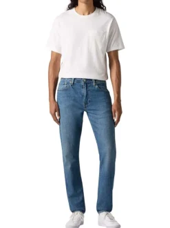 Jean 512 en coton mélangé bleu uni avec une coupe slim et des passants