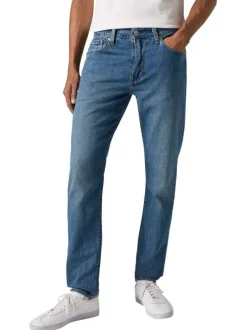 Jean 512 en coton mélangé bleu uni avec une coupe slim et des passants