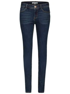 Jean en coton mélangé brut avec une coupe skinny et des passants