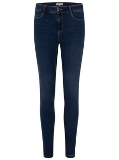 Jean en coton mélangé brut uni avec une coupe slim et 4 poches