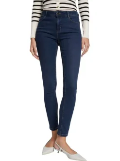 Jean en coton mélangé brut uni avec une coupe slim et 4 poches