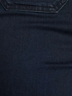 Jean en coton mélangé brut uni à coupe bootcut et nattes denim à la taille