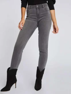 Jean en coton mélangé gris avec une coupe skinny et des passants