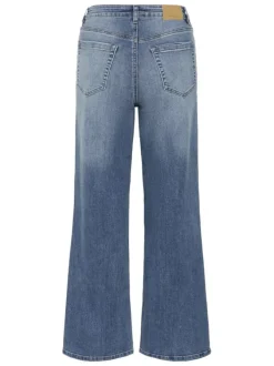 Jean en coton mélangé indigo avec une coupe droite et une taille haute