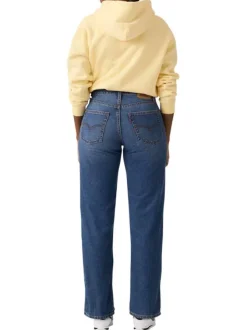 Jean 94 en coton mélangé indigo à coupe droite pourvu de multiples poches