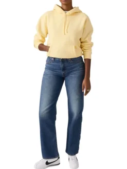 Jean 94 en coton mélangé indigo à coupe droite pourvu de multiples poches