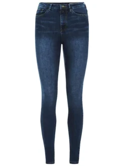 Jean en coton mélangé indigo effet délavé avec une coupe slim