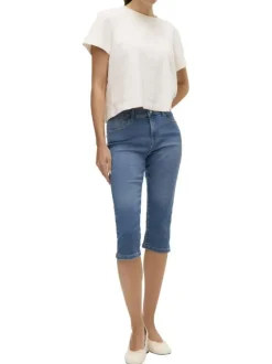 Jean en coton mélangé indigo uni avec une coupe slim et des passants