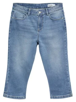 Jean en coton mélangé indigo uni avec une coupe slim et des passants