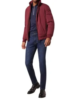 Jean en coton mélangé indigo uni à coupe ajustée avec poches plaquées