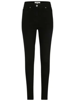 Jean en coton mélangé noir à coupe slim pourvu de clous décoratifs