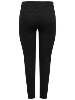 Jean en coton mélangé noir coupe slim pourvu de passants pour la ceinture