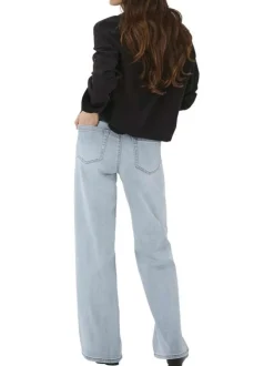 Jean en coton mélangé stone avec une coupe droite et une taille intermédiaire