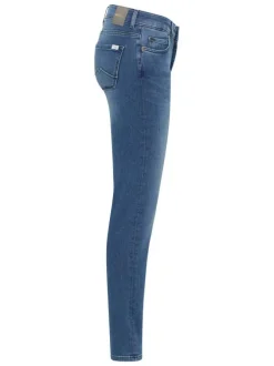 Jean en coton mélangé stone avec une coupe slim et des passants pour ceinture