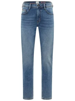 Jean en coton mélangé stone délavé avec 5 poches et une coupe slim