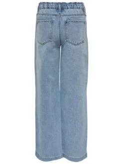 Jean en coton mélangé stone délavé avec une coupe droite et une taille haute
