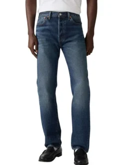 Jean 565 en coton noir uni avec une coupe ample et une taille mi-haute