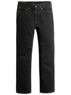 Jean 565 en coton noir uni avec une coupe ample et une taille mi-haute