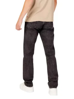 Jean 501® en coton noir uni avec une coupe droite et patch cousu à l'arrière