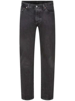 Jean 501® en coton noir uni avec une coupe droite et patch cousu à l'arrière