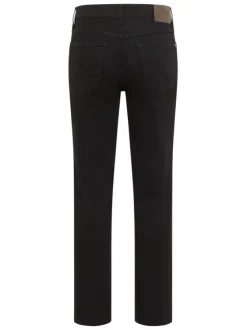 Jean en coton noir uni avec une coupe regular fit et une taille mi-haute