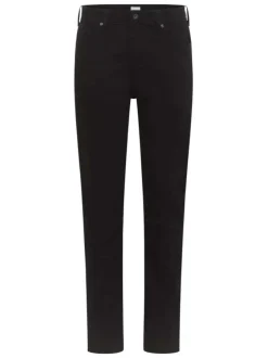 Jean en coton noir uni avec une coupe slim et une taille mi-haute