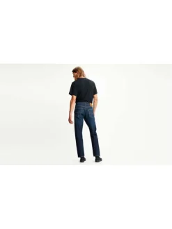 Jean en coton nuit délavé avec une coupe droite et un style 5 poches