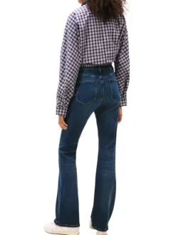 Jean en coton nuit uni avec une coupe bootcut à zip et à bouton