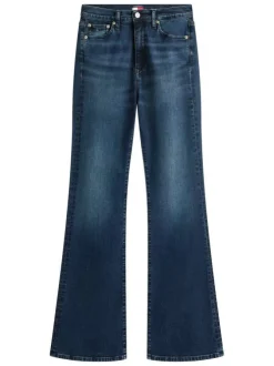 Jean en coton nuit uni avec une coupe bootcut à zip et à bouton
