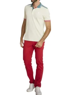 Jean en coton rouge à coupe ajustée pourvu de multiples poches